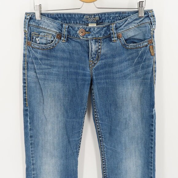 Silver Womens 30 Tuesday Distressed Denim Jeans Bootcut Boot Cut Cotton Blend - Picture 2 of 15